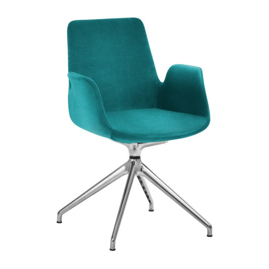myHELIOS Waiting Room Chair Polished Aluminium Base | Turquoise