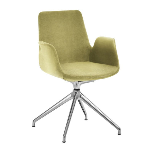 myHELIOS Waiting Room Chair Polished Aluminium Base | Green