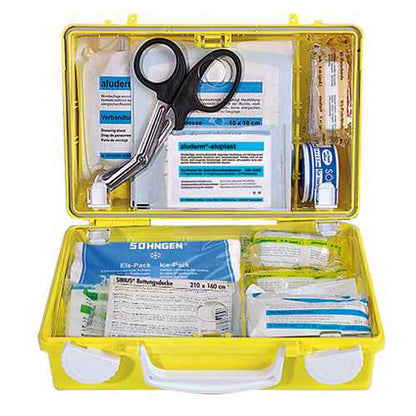 First aid bag with content yellow