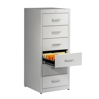 Metallic storage cupboard for cards by Mauser 3 drawers / 3 tracks | light grey